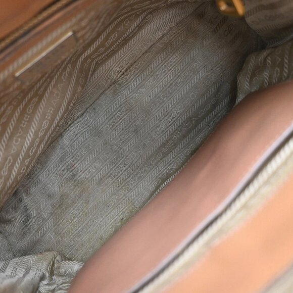 PRADA Logo 2Way Shoulder Hand Bag Saffiano Leather Beige GHW Italy 70EF793 - Picture 10 of 16